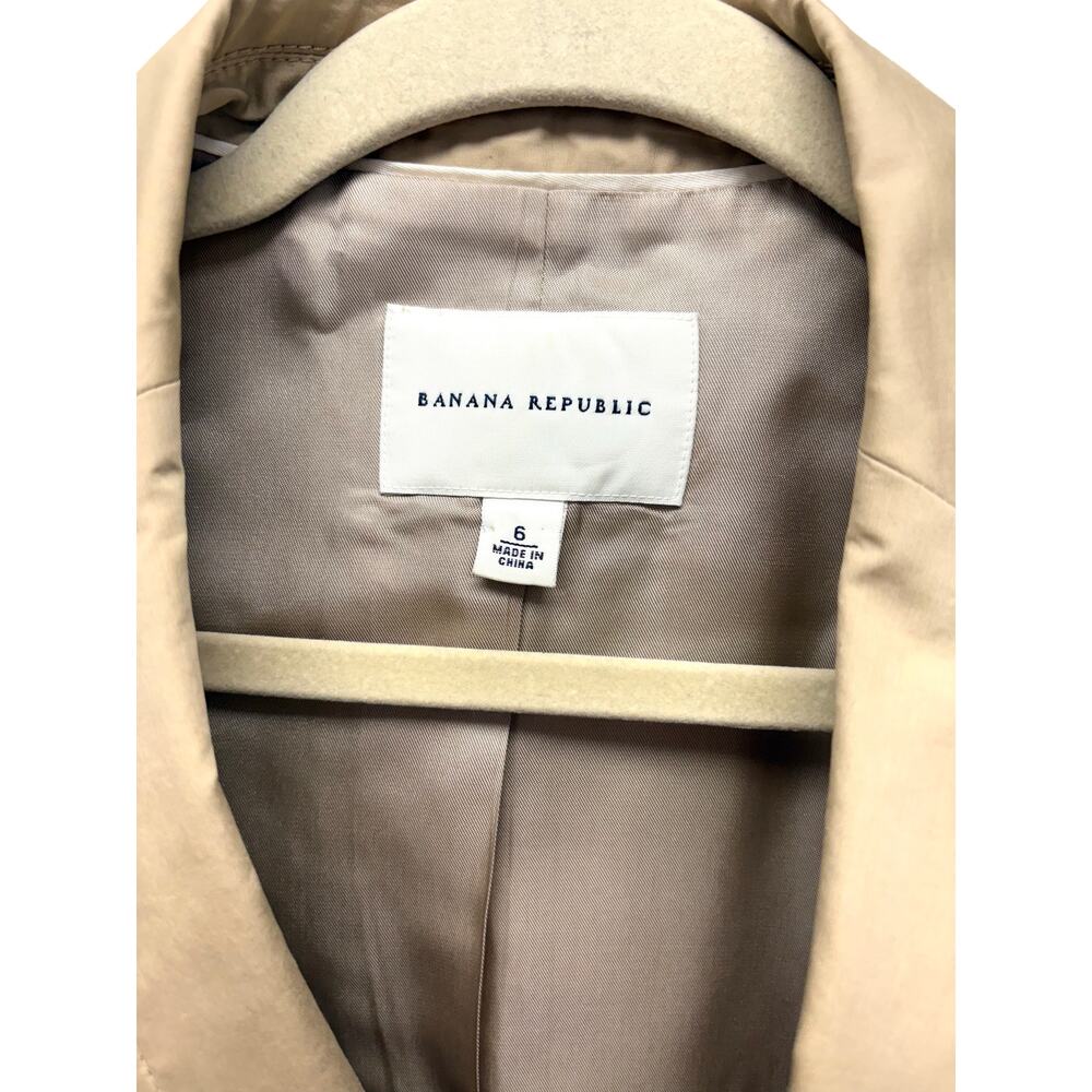 Banana Republic Blazer Tan Cotton Cropped Lined Jacket, Women's Size 6 - Picture 2 of 6